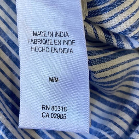 Lucky Brand Womens Cotton Blue/White Stripe Coastal Nautical Casual Shirt-Sz-M - Picture 10 of 16